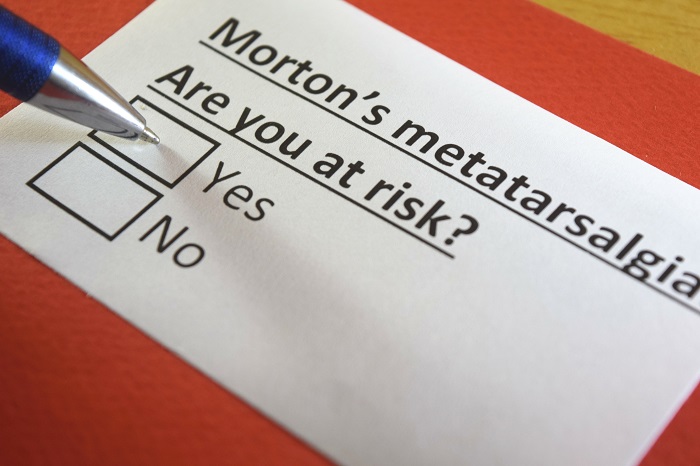 A tickbox asking if you are at risk of getting Morton's Neuroma.